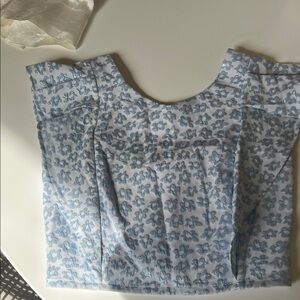Cecilia top by Koch in blue metallic floral